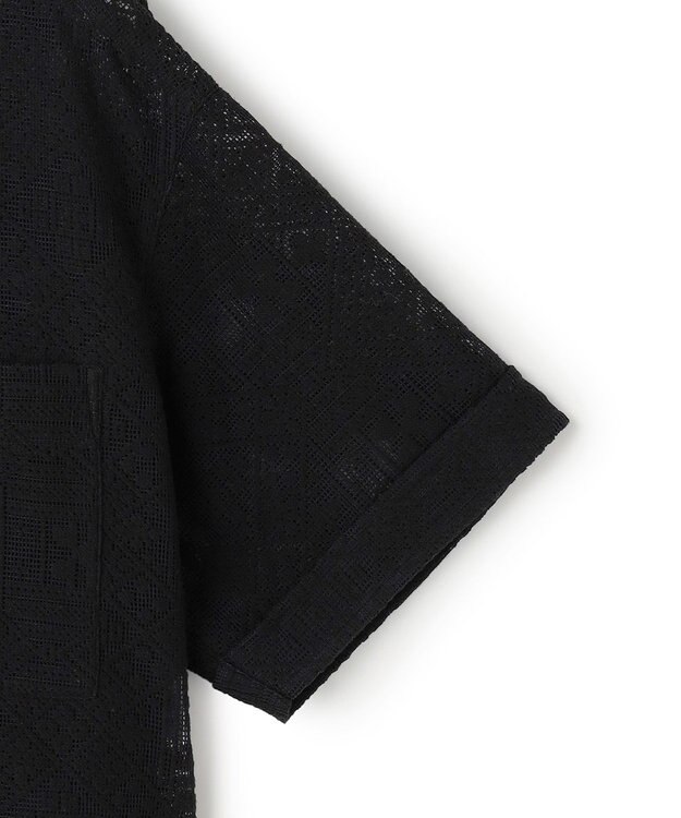 23区 【SLOW/一部店舗限定】モチーフレース 半袖 シャツ ブラック