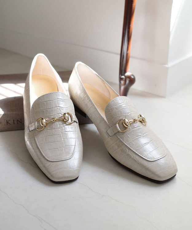 Pointer 日本製 国産牛革ビット付きローファー ベージュクロコ