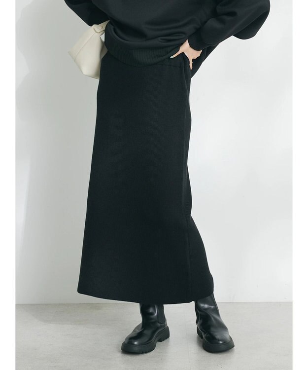 CRAFT STANDARD BOUTIQUE アンチピリングリブニットスカート Black