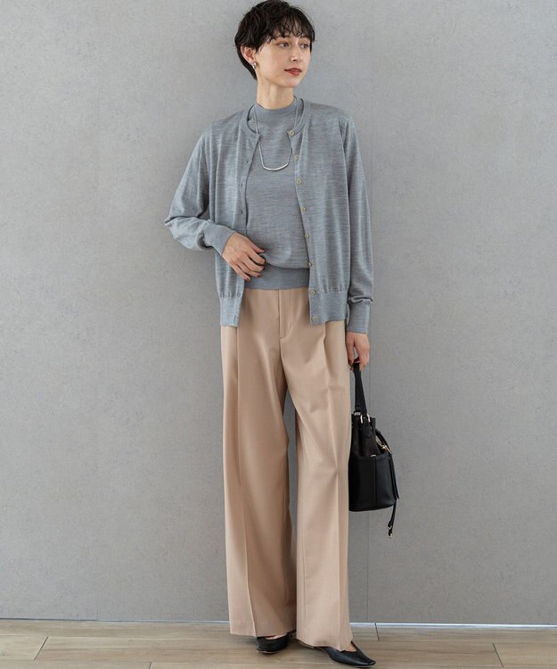 23区 【洗える】サステナブルウール ベーシック カーディガン ライトグレー系