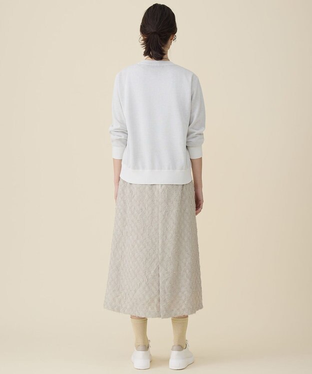 自由区 L グラフィックジャカード ニット オフ×グレー