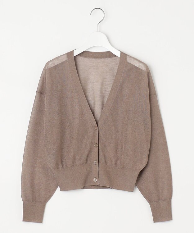 Feroux 【洗える】Vネックシアー カーデ キャメル系