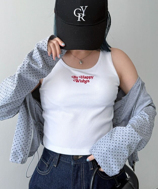 WEGO 【カップ付きインナー】グラフィックカップ付きリブタンク 柄10