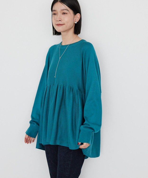 AMERICAN HOLIC ティアードギャザーニットプルオーバー Blue Green