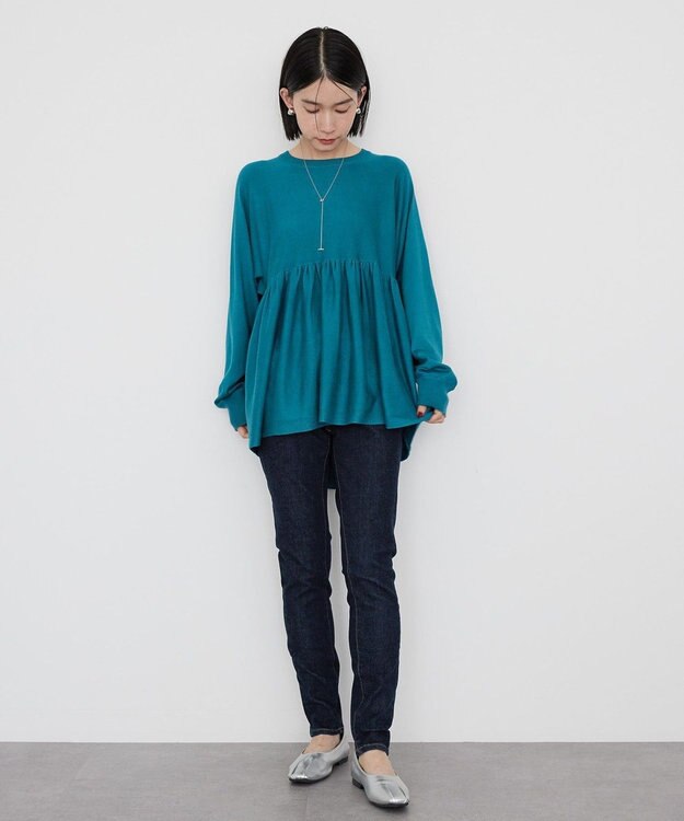 AMERICAN HOLIC ティアードギャザーニットプルオーバー Blue Green