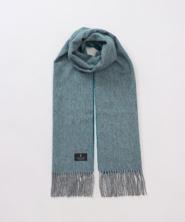 AURORA 【 LANVIN COLLECTION（ランバン コレクション） 】カシミヤ100%無地シングルリバーシブルマフラー(WASH) ターコイズ