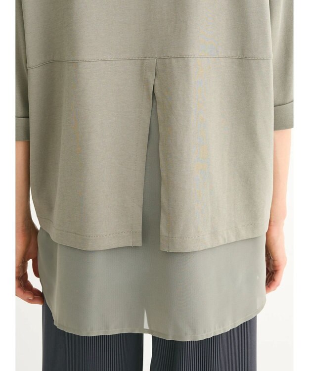 Green Parks ５分袖裾シアードッキングチュニック Khaki