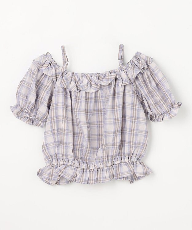 ANY KIDS 【洗濯機可能】2WAY チェックブラウス ブラウン