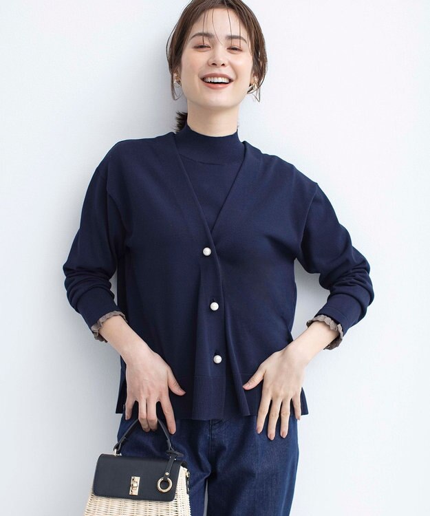 組曲 【2SET・WEB限定】パールボタン配色フリルツイン セット ネイビー系