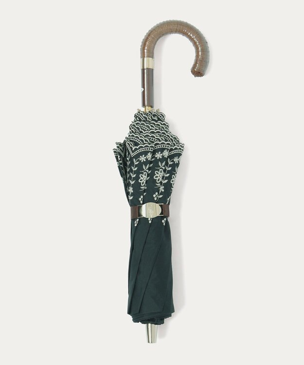 MOONBAT POLO RALPH LAUREN（ポロ ラルフローレン）晴雨兼用日傘 フローラル刺繍 折りたたみ傘 楽折 遮光 遮熱 UV ブラック