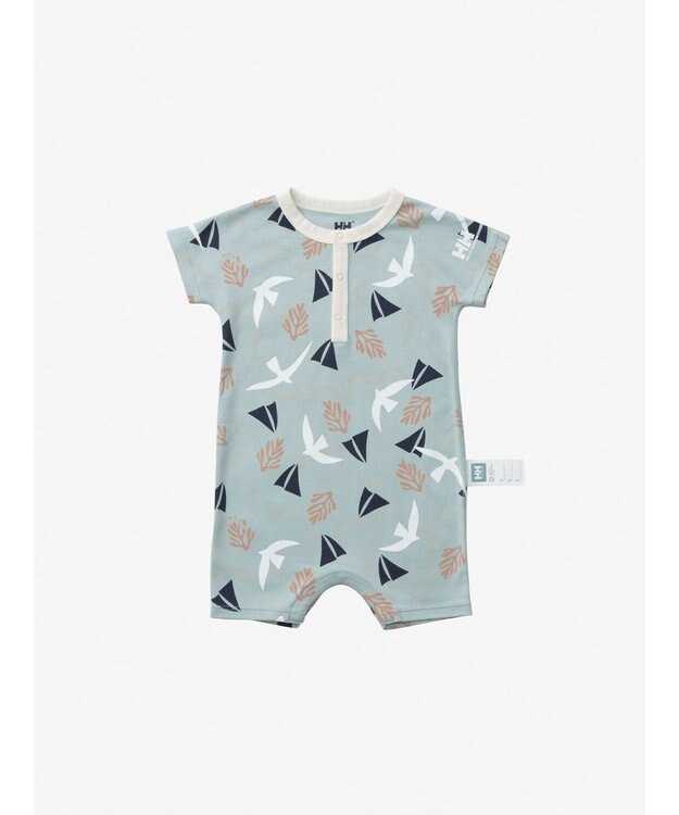 HELLY HANSEN 【ベビー・抗菌防臭・記名ラベル付】マイファーストHHショートスリーブプリントロンパース ミスティグレー