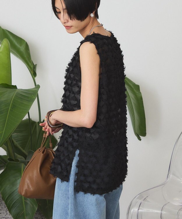 AMERICAN HOLIC Ｖネックシャギーベスト Black