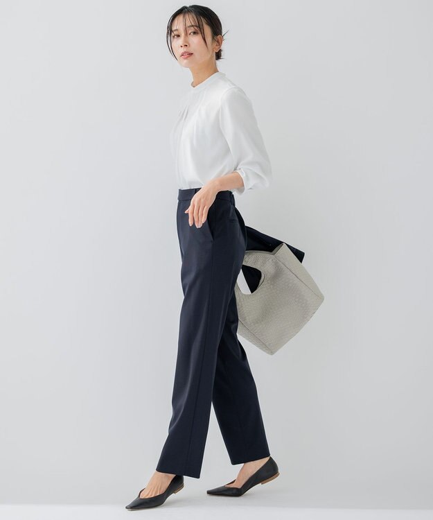 23区 L 【セットアップ対応/洗える】ストレッチポンチ パンツ ネイビー系