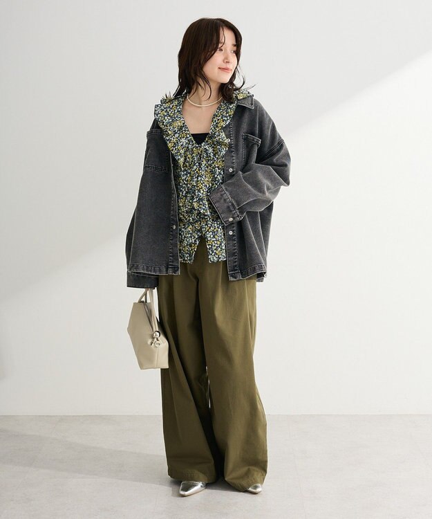 Green Parks チノタックワイドパンツ Beige