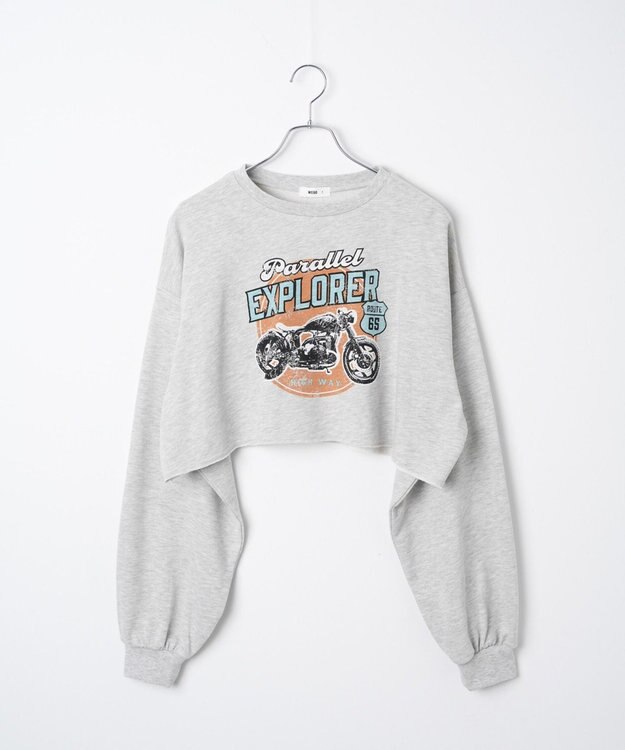 WEGO ヴィンテージライクショートスウェット 杢グレー