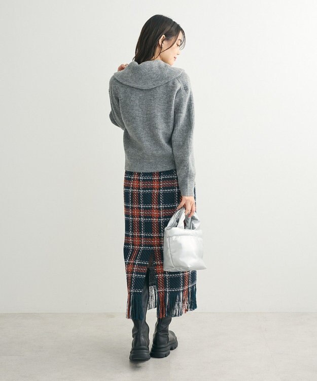 Green Parks Ｚｉｐ付きコンパクトニットカーディガン Gray Mixture