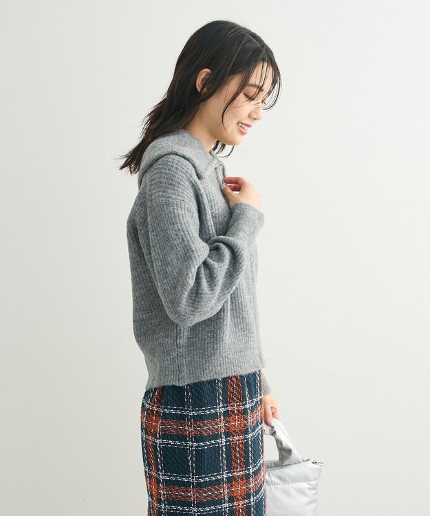 Green Parks Ｚｉｐ付きコンパクトニットカーディガン Gray Mixture