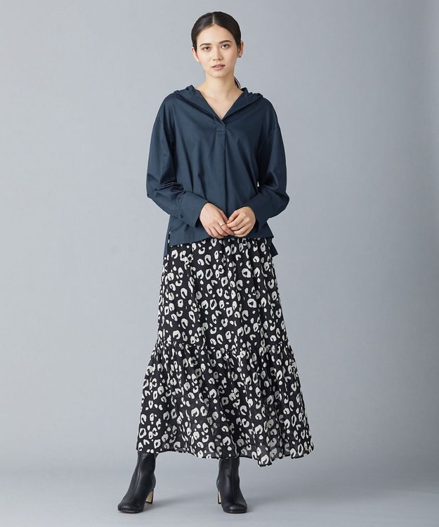 ICB 【洗える】レオパードプリント ティアードスカート ブラック系6