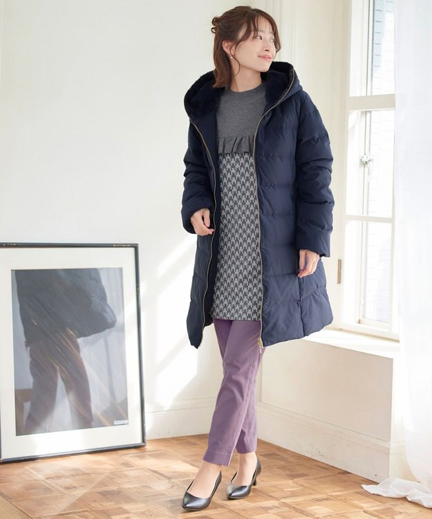 Tiaclasse 【洗える】裏起毛ストレッチテーパードパンツ パープル