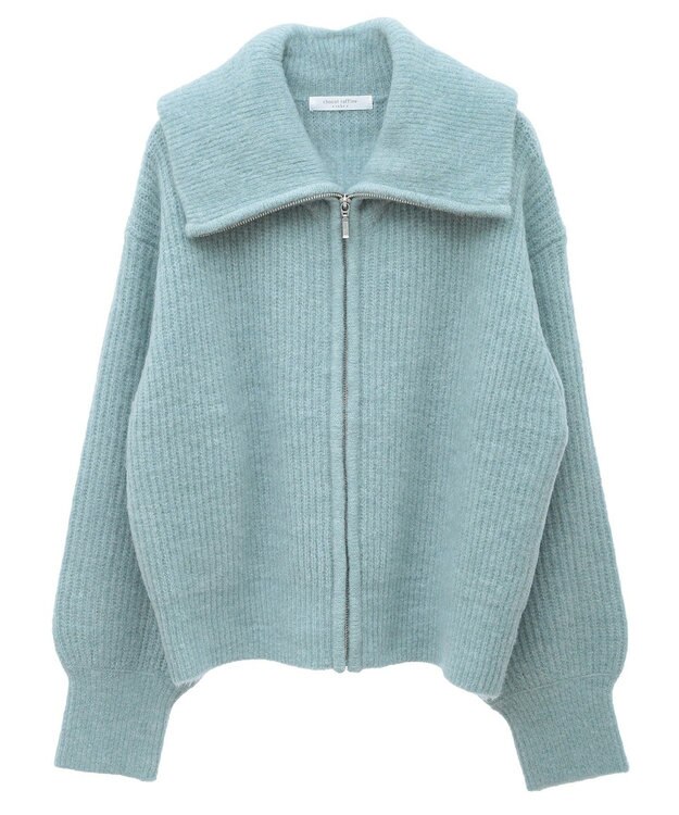 Green Parks Ｚｉｐ付きコンパクトニットカーディガン Light Green