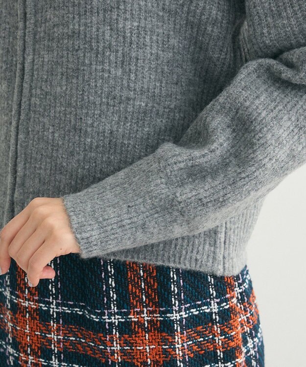 Green Parks Ｚｉｐ付きコンパクトニットカーディガン Gray Mixture