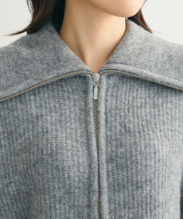 Green Parks Ｚｉｐ付きコンパクトニットカーディガン Gray Mixture