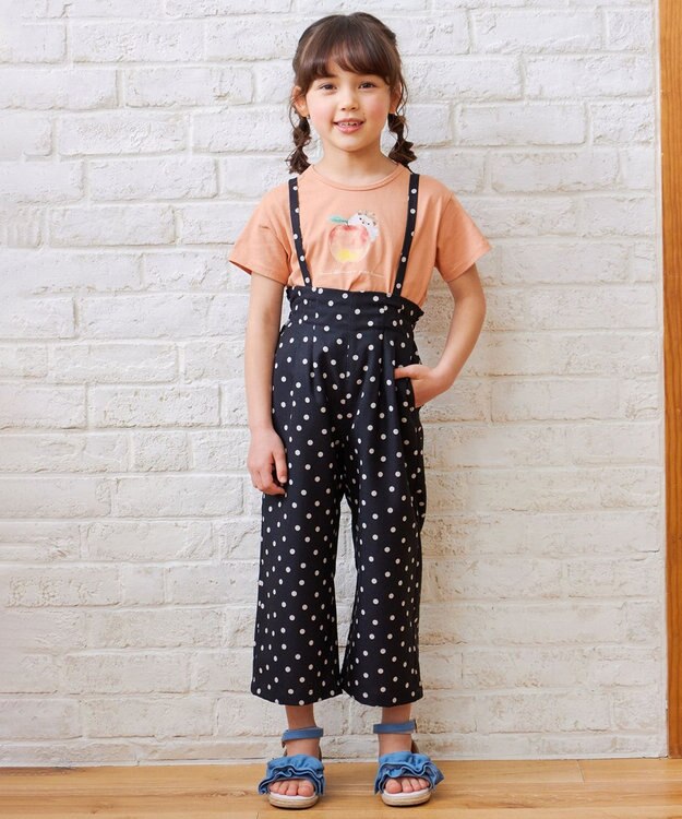 ANY KIDS 水彩風 アニマルプリント Ｔシャツ オレンジ×ハリネズミ