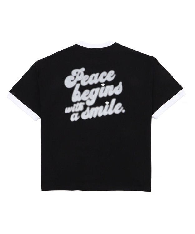 WEGO 【ユニセックス着用ITEM/MLサイズ展開】アクセ付きリンガーグラフィックT（SS） ブラック