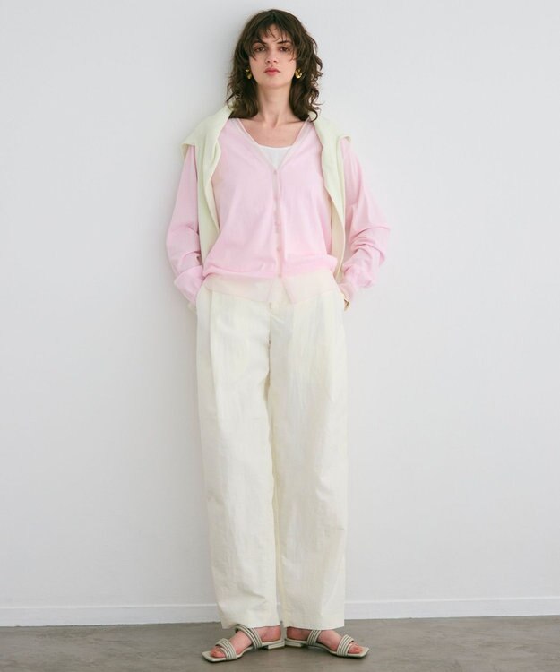 BEIGE， 【洗える】JULIE / シルク混クルーネックシアートップス Sage