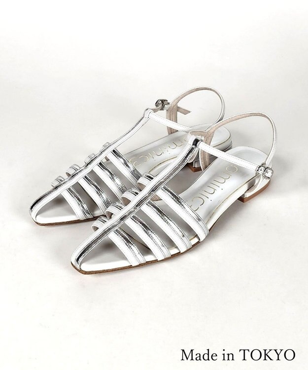 Dominic3 バイカラー Tストラップサンダル ホワイト