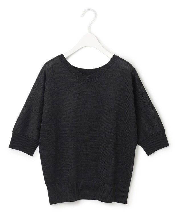 ICB L 【洗える】レーヨンブレンド ドルマンスリーブニット ブラック系