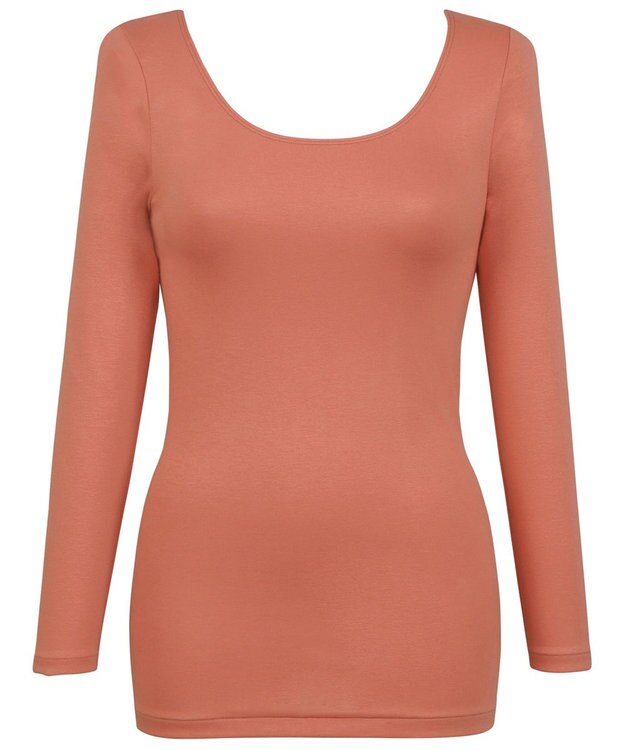 Wing あったかインナー　【綿の贅沢オーガニック】　オーガニックコットン混　やわらかな肌ざわり　８分袖　ウイング／ワコール　EL4830 オレンジ