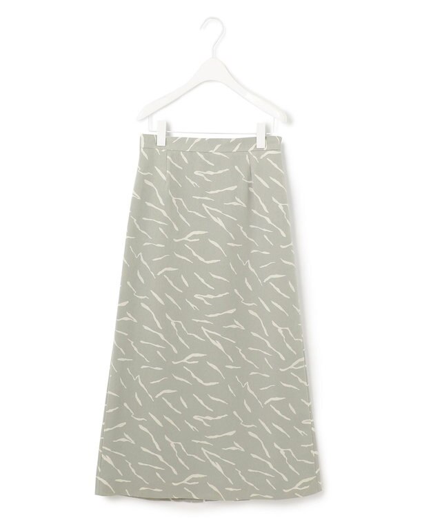 ICB 【洗える】 パウダーサテンプリント スカート アッシュグレー系