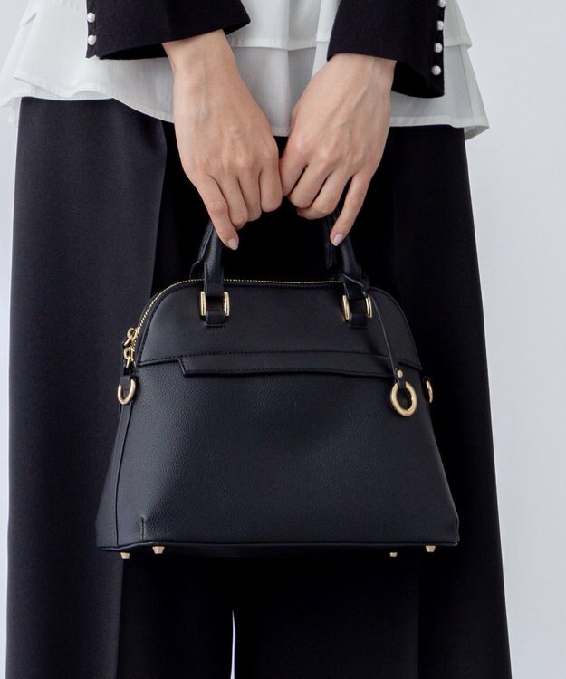 組曲 【ショルダーベルト付き】ボストンハンドバッグ ブラック系