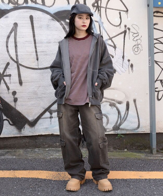 WEGO 【ユニセックス着用ITEM/MLサイズ展開】バルーンBIGダブルZIPパーカー ブラックその他