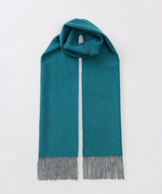 AURORA 【 LANVIN COLLECTION（ランバン コレクション） 】カシミヤ100%無地シングルリバーシブルマフラー(WASH) ターコイズ