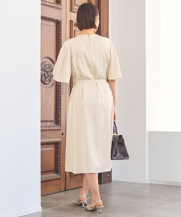 自由区 【洗える・XSサイズあり】フロントプリーツ ドレス ベージュ系