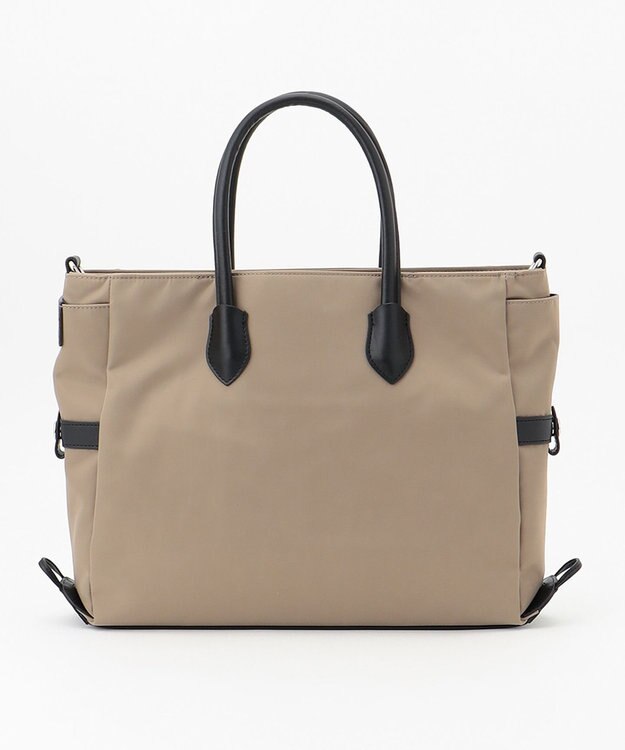 Y'SACCS ナイロン×リサイクルレザー　ホック2WAYトート　Sサイズ グレージュ