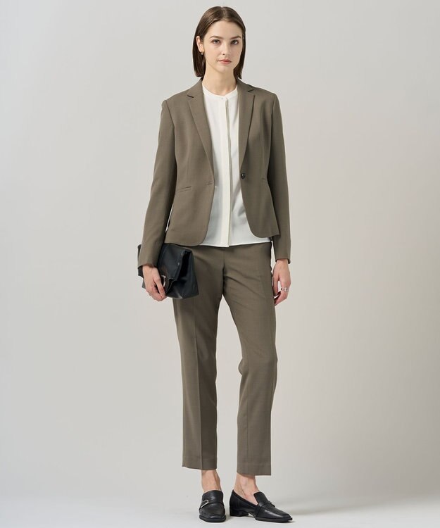 ICB 【洗える】 コンパクトモクロディ バンドカラーカットソー オフホワイト系