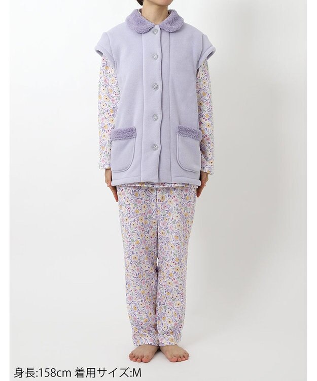 Wing パジャマ 長袖 長ズボン 綿混(本体) あったか レディース EP6010 ウイング／ワコール パープル