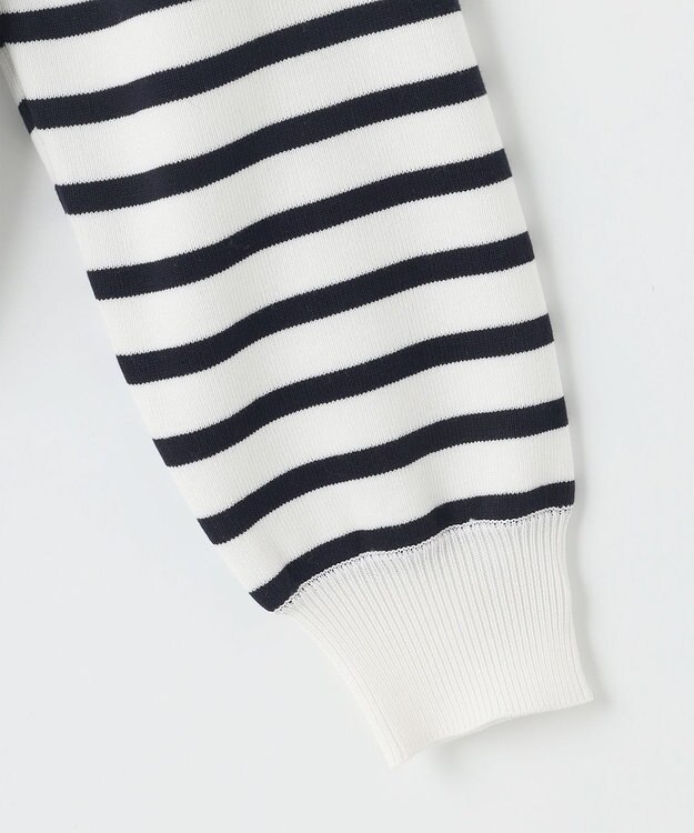 ANY SIS 【洗える】スキッパーポロ襟プルオーバー ニット オフ×ネイビー