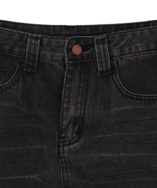 WEGO レオパードベルト付きデニムミニスカパン ブラック