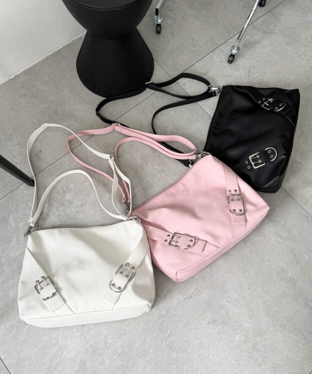 WEGO ベルトデザイン2wayショルダー ブラック