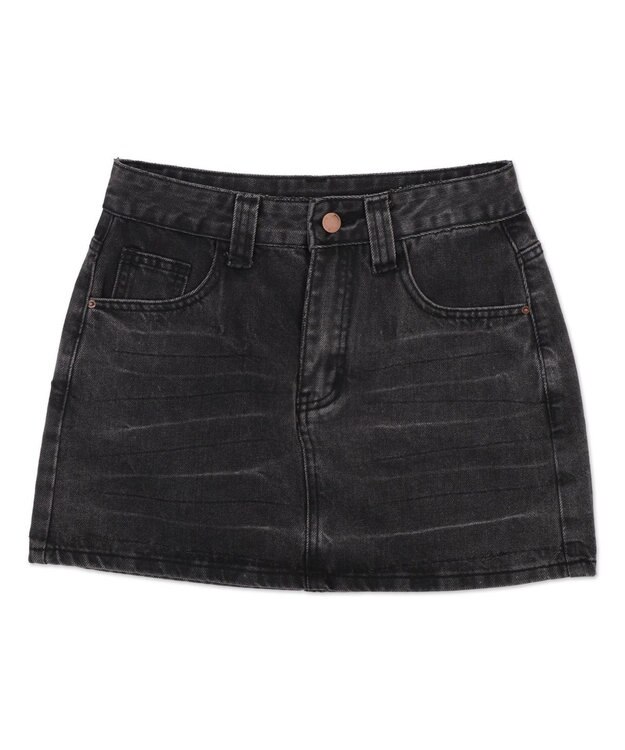 WEGO レオパードベルト付きデニムミニスカパン ブラック