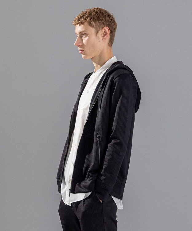 JOSEPH HOMME テックラインテリー　ジップアップパーカ ブラック系