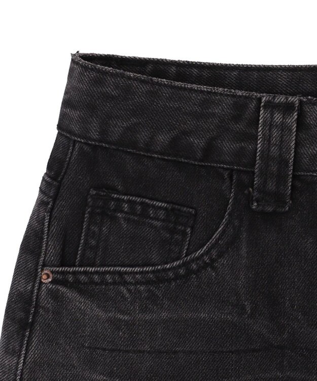 WEGO レオパードベルト付きデニムミニスカパン ブラック