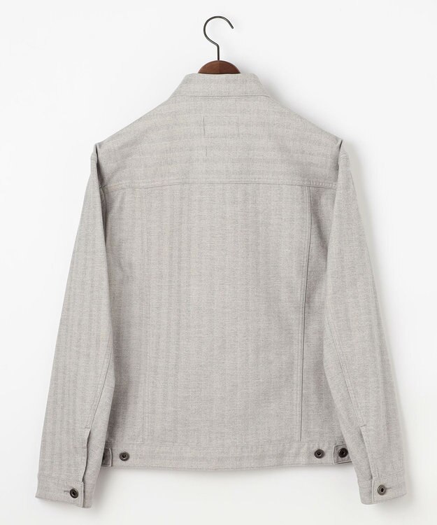 JOSEPH ABBOUD 【イタリア素材/ストレッチ】ヘリンボンモールスキンワーク ジャケット ライトグレー系