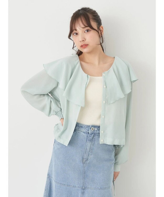 earth music&ecology ラッフルシアードロストブラウス Mint