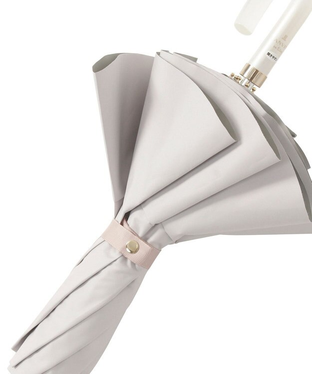 MOONBAT 【1級遮光/遮熱/UV】LANVIN en Bleu (ランバン オン ブルー)晴雨兼用日傘 ラッフルフリル 無地 チャーム付き 折りたたみ傘 楽折 キャメル