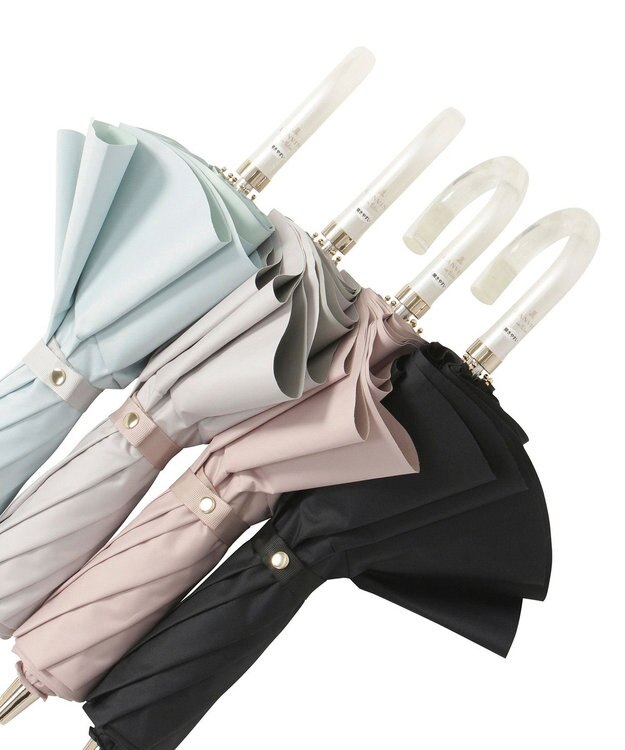 MOONBAT 【1級遮光/遮熱/UV】LANVIN en Bleu (ランバン オン ブルー)晴雨兼用日傘 ラッフルフリル 無地 チャーム付き 折りたたみ傘 楽折 キャメル